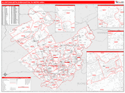 Allentown-Bethlehem-Easton Metro Area Wall Map Red Line Style